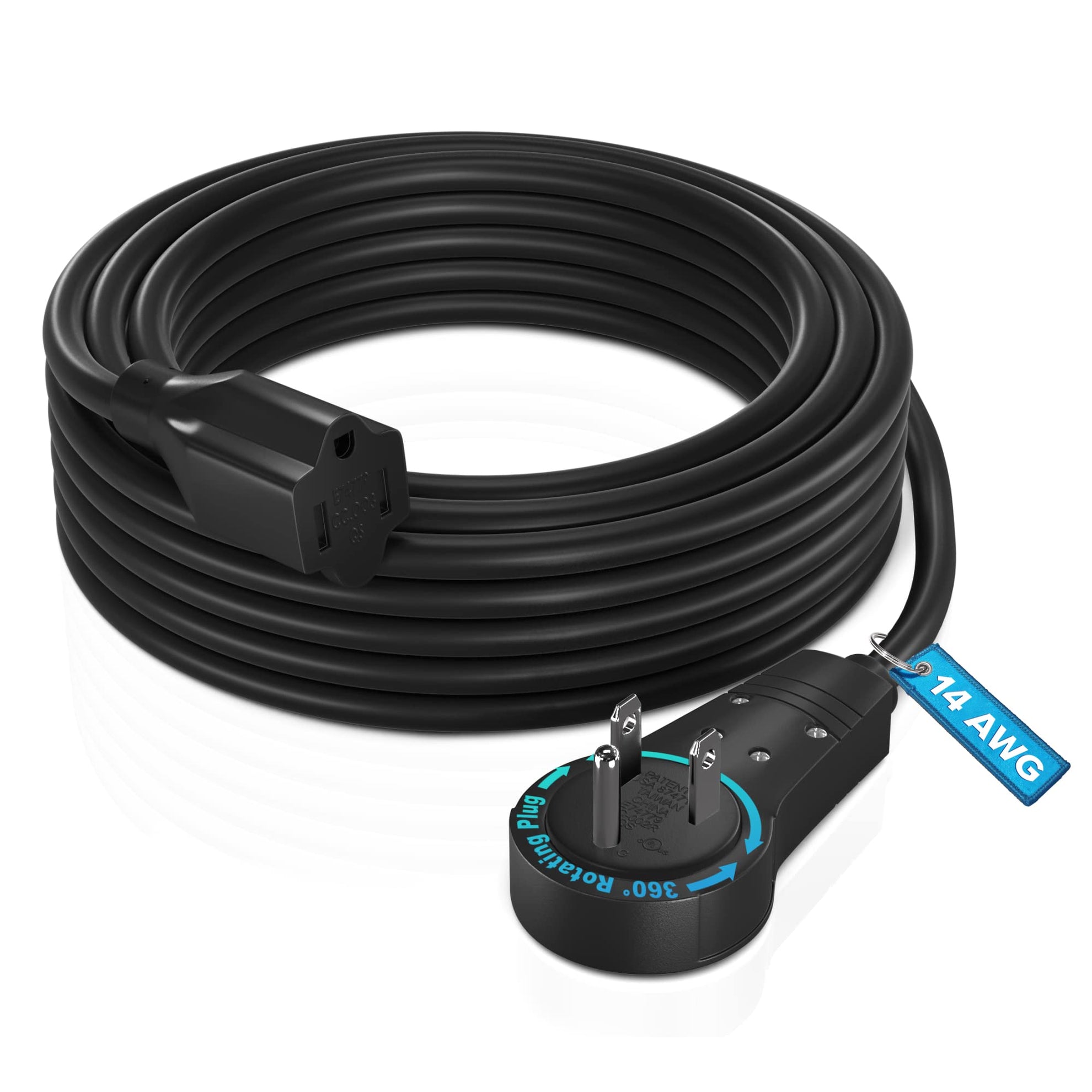 1-Outlet Rotating Flat Plug Extension Cord 14 Gauge