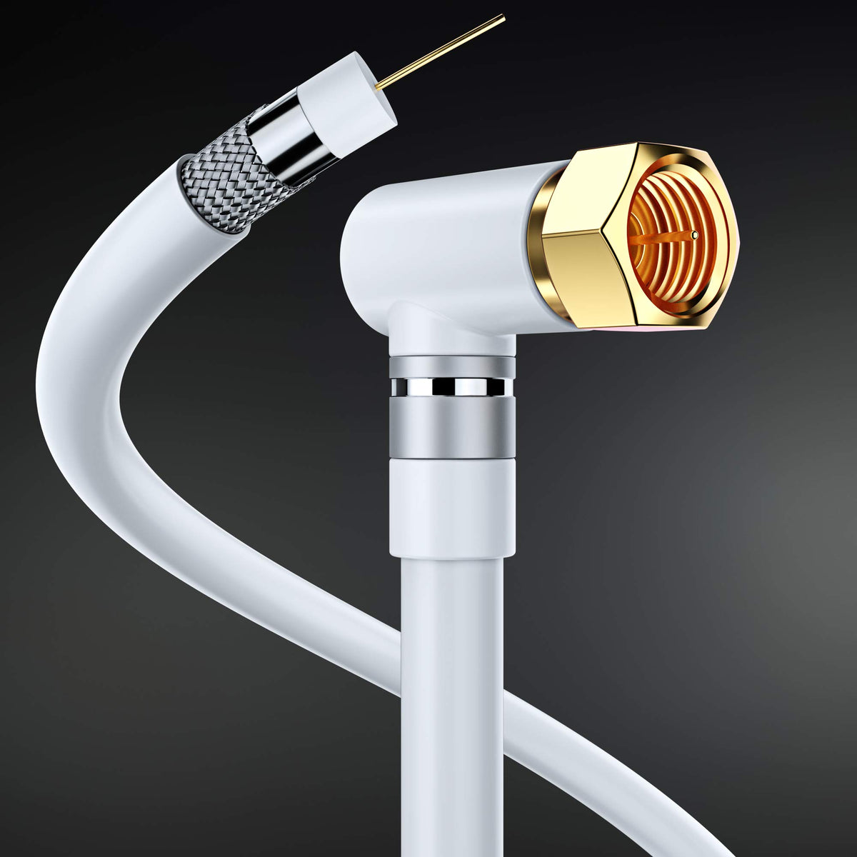 Coax Trishield Straight to Angled Cable