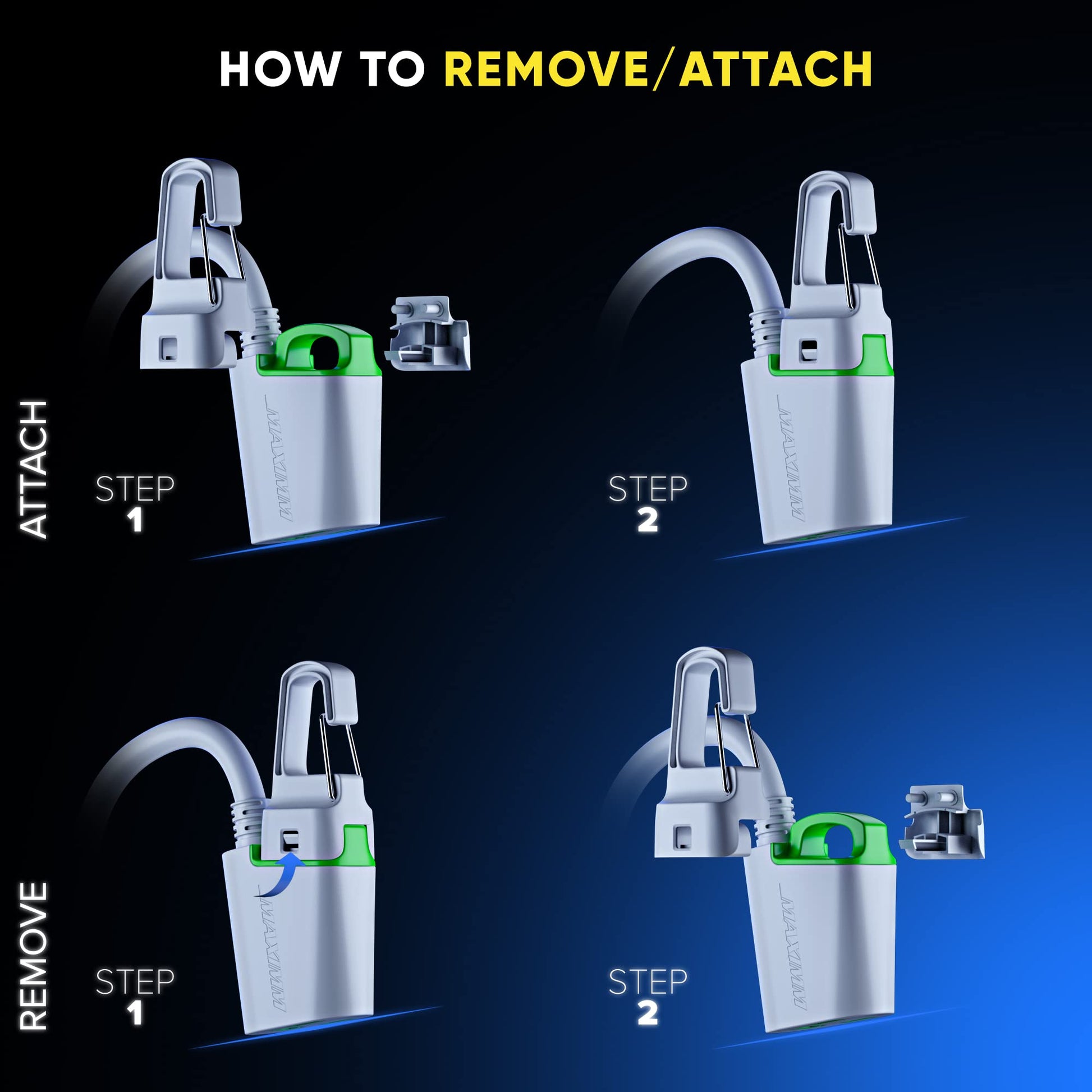 1-Outlet Rotating Flat Plug Extension Cord with Removable Hook 16 Gauge