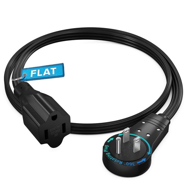 1-Outlet Rotating Flat Extension Cord 16 Gauge