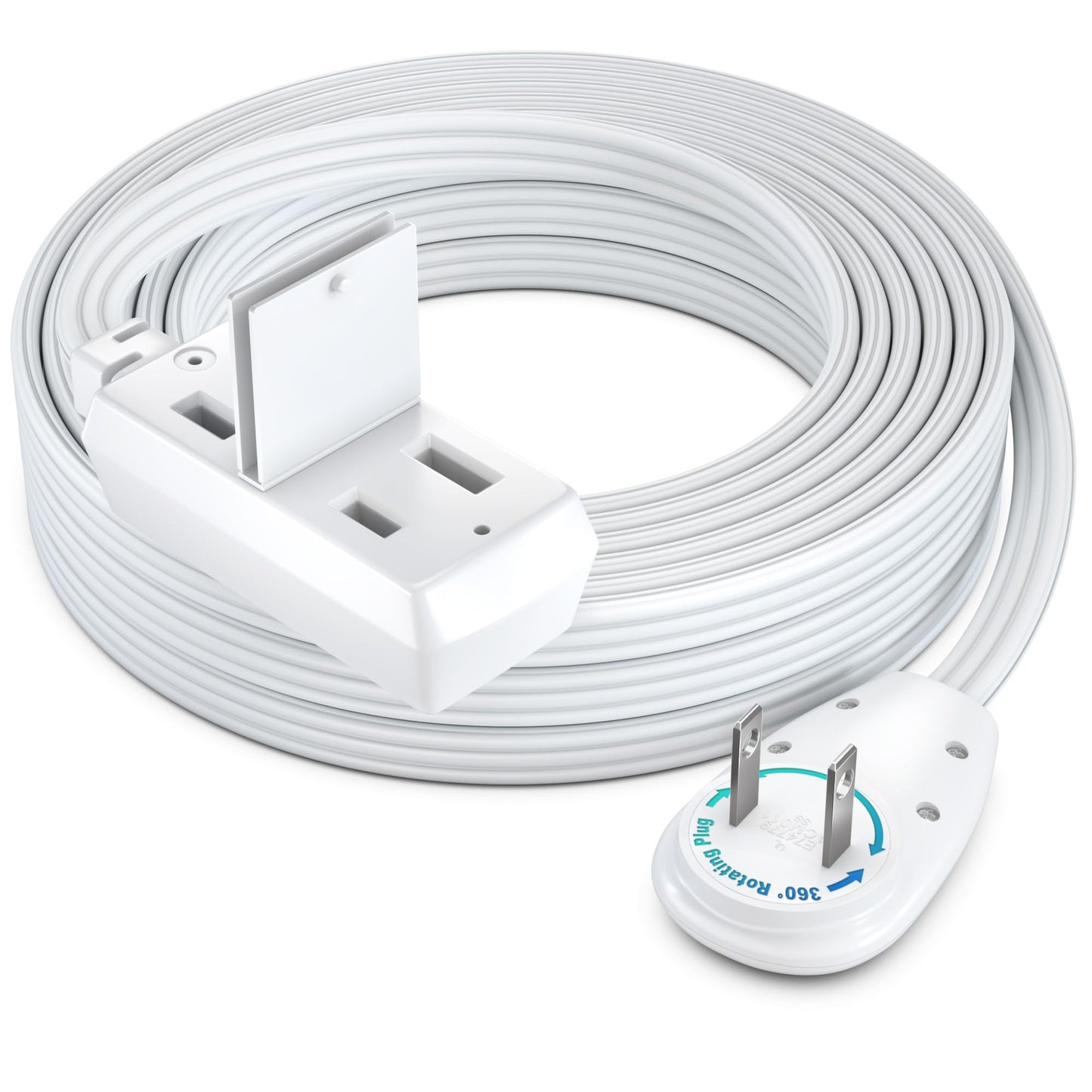 3-Outlet 2-Prong Rotating Flat Extension Cord