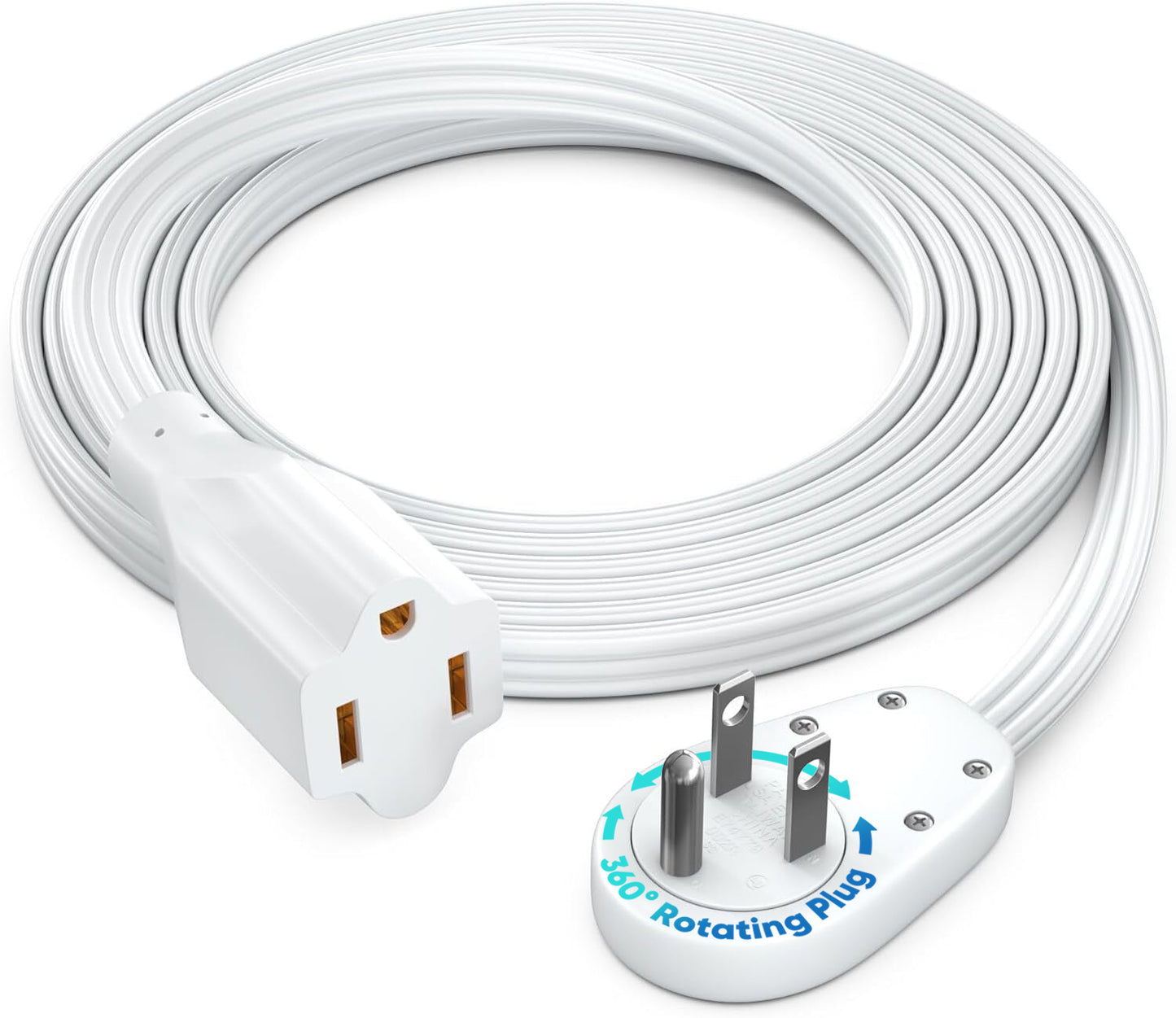 3-Outlet Rotating Flat Extension Cord 14 Gauge