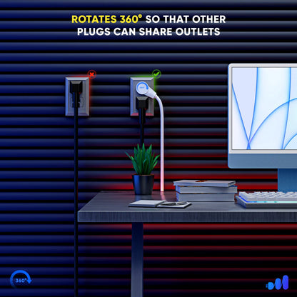 Maximm Cable 360° Rotating Flat Plug Extension Cord, 3 Prong Power Cord UL Certified