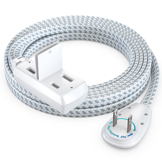 3-Outlet 2-Prong Rotating Flat Extension Cord, Braided