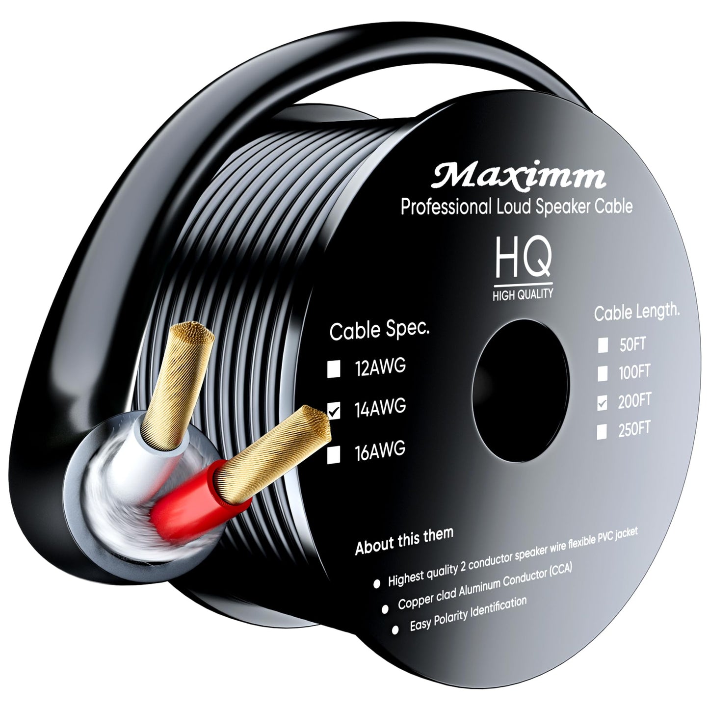 14AWG / Black / 200 FT