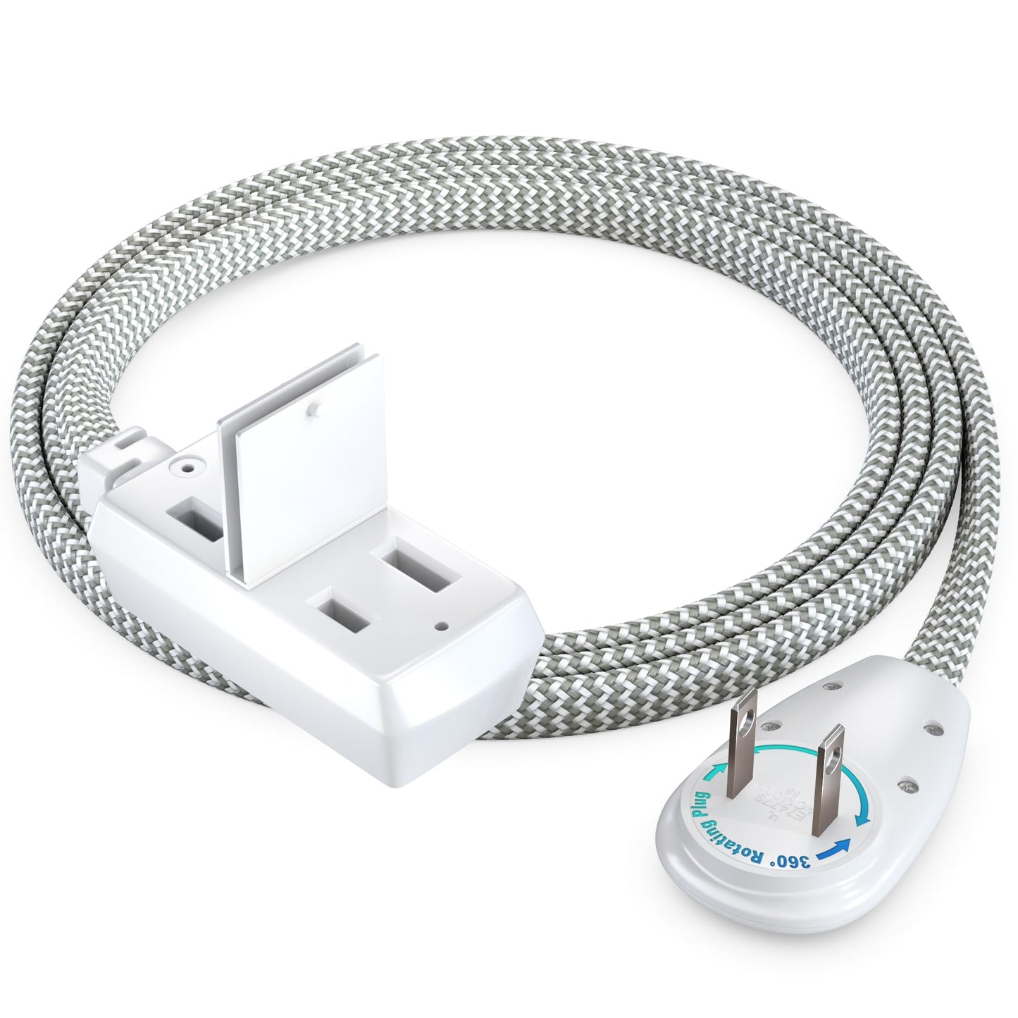 3-Outlet 2-Prong Rotating Flat Extension Cord - Braided