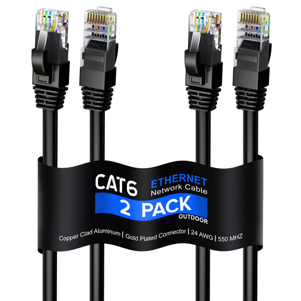 Cat6 Outdoor CCA Ethernet Cable 2-Pack