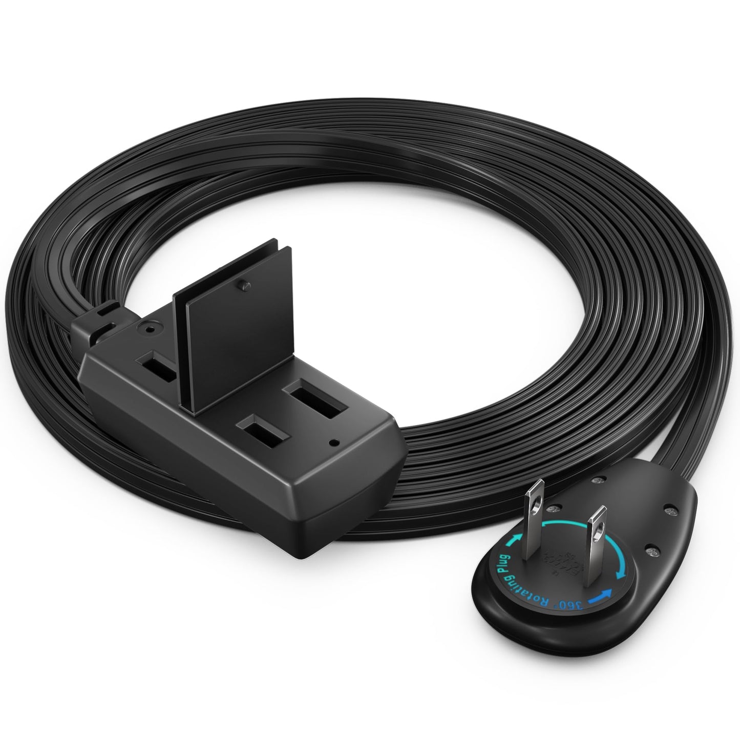 3-Outlet 2-Prong Rotating Flat Extension Cord