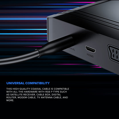 Maximm Coaxial Cable - Outdoor RG6 Coax Cable, with Gold Plated F-Connectors