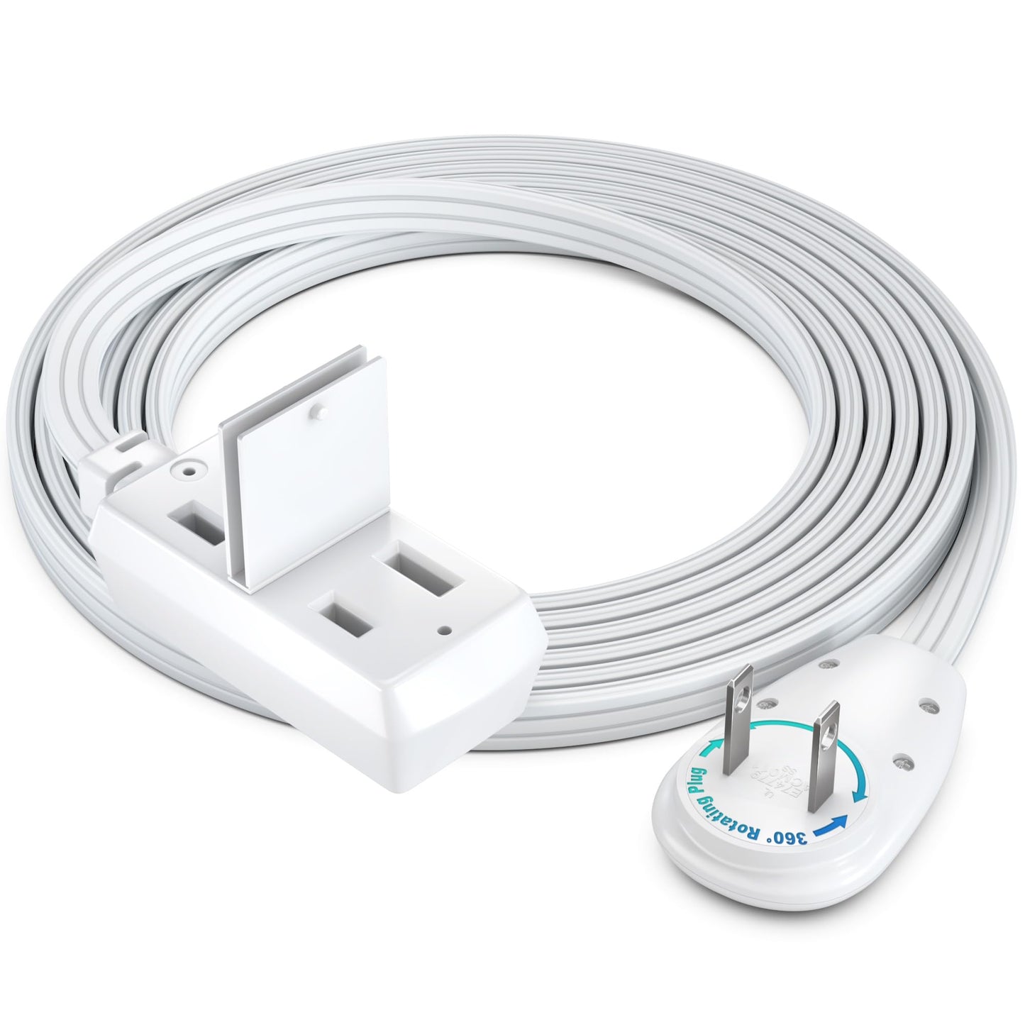 3-Outlet 2-Prong Rotating Flat Extension Cord
