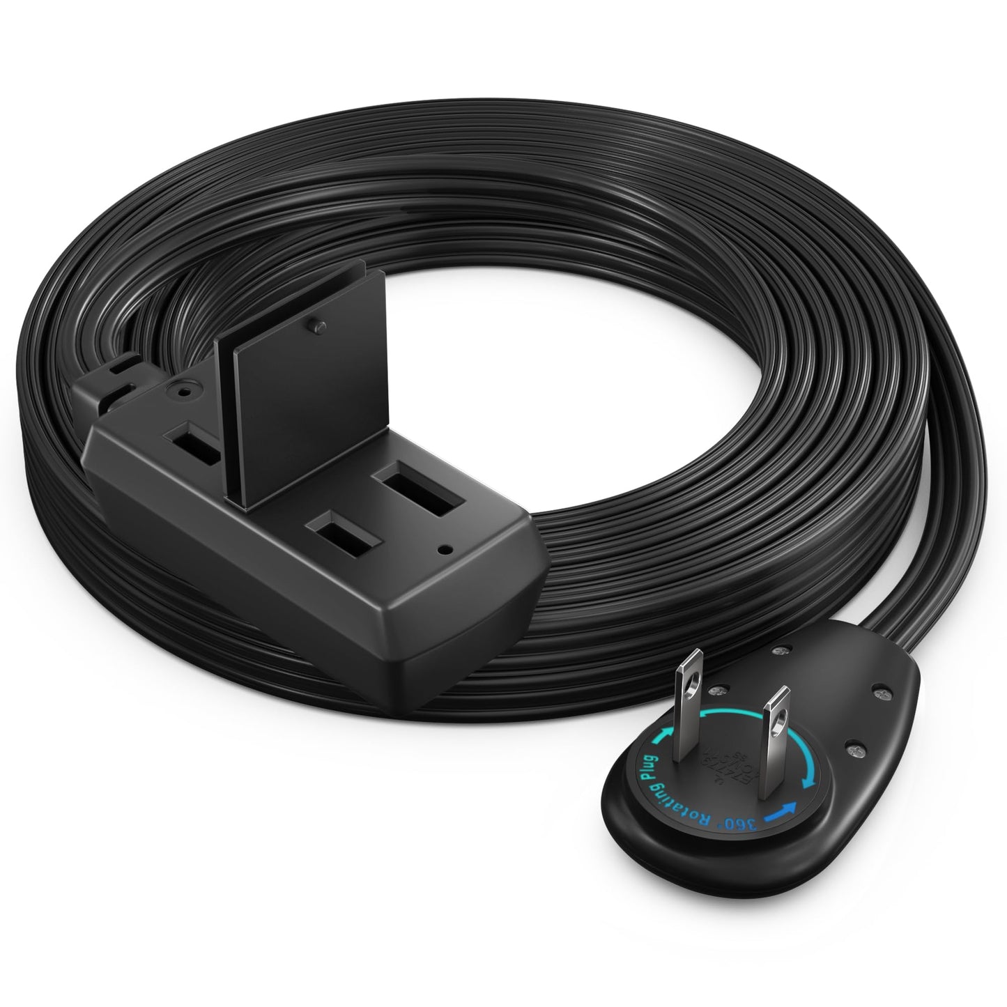 3-Outlet 2-Prong Rotating Flat Extension Cord
