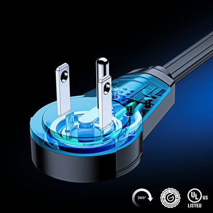 Maximm 360° Rotating Flat Plug Extension Cord with a Removable Hook (16 Gauge), UL Certified