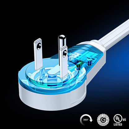 360 Degree Rotating Flat Extension Cord with USB Ports, 16 AWG