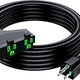 Maximm 10/3 Extension Cord, 10AWG Black, ETL Listed, 3 Prong Plug 3-Outlet SJTW Heavy Duty Indoor, Weather Resistant - Power Cord for Garden, Lawn, Appliances