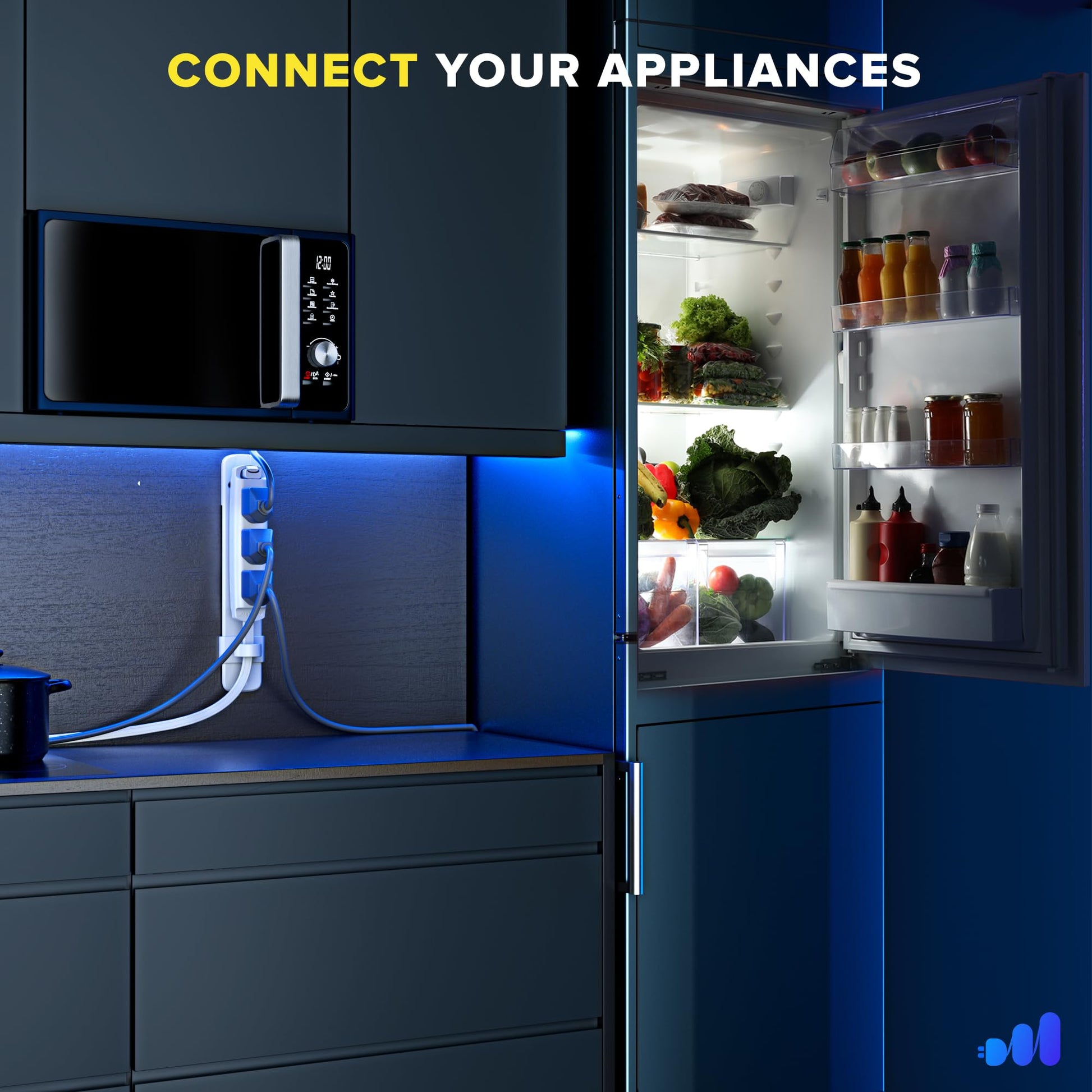 Maximm Straight Plug Extension Cord Multi 3-Outlet Power Cord with Mounting Bracket, Grounded 16 AWG UL Certified