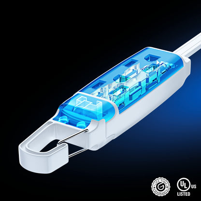 Maximm Extension Cord with Removable Easy-Hook System, 3 Outlet 90° Angled Flat Plug, UL Certified