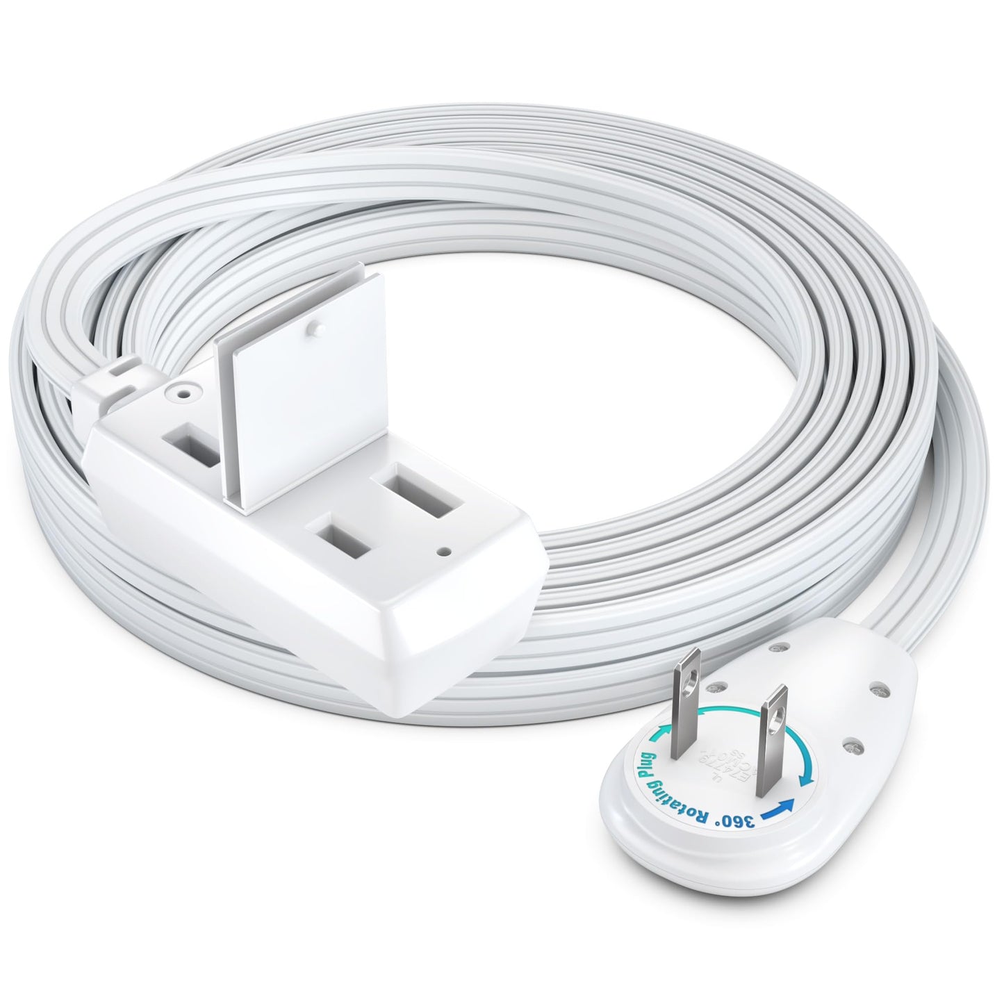 3-Outlet 2-Prong Rotating Flat Extension Cord