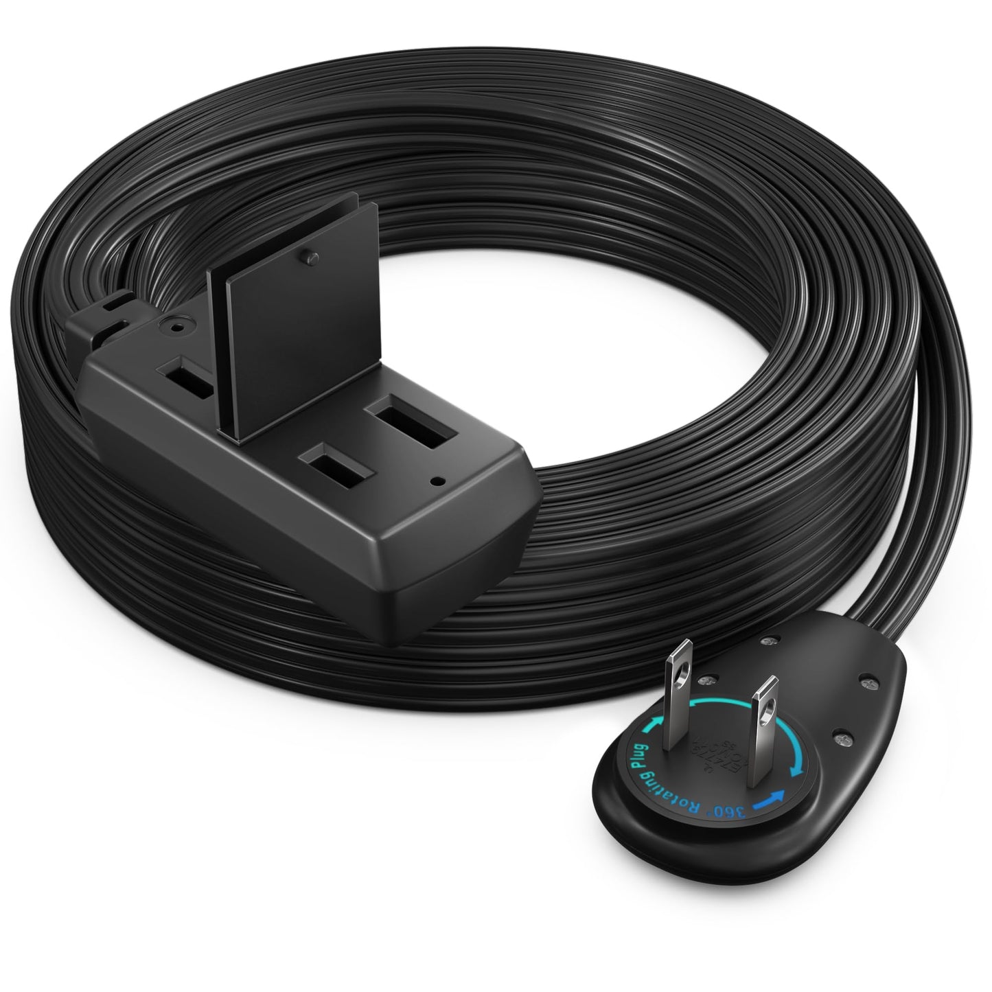 3-Outlet 2-Prong Rotating Flat Extension Cord