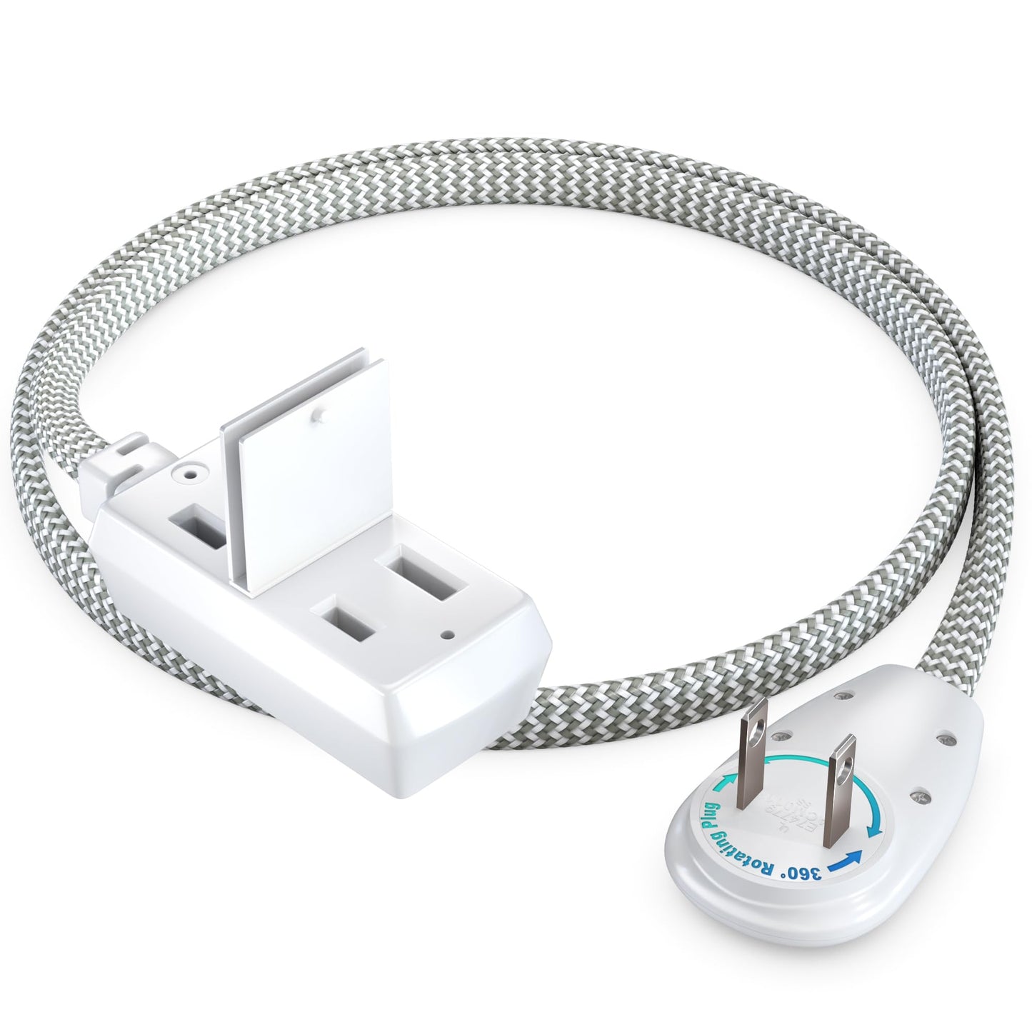 3-Outlet 2-Prong Rotating Flat Extension Cord - Braided