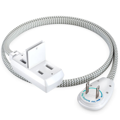 3-Outlet 2-Prong Rotating Flat Extension Cord - Braided