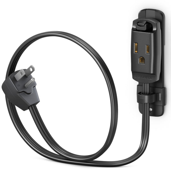 1-Outlet Flat Extension Cord with Wall Mount 14 Gauge