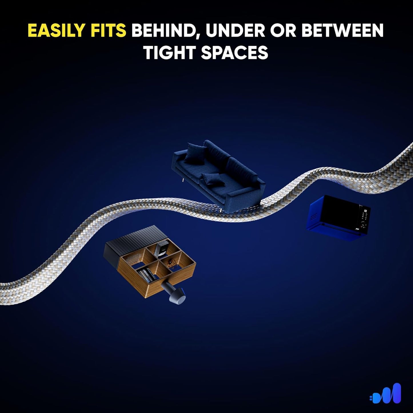 Maximm Cable 360 Degree Rotating Flat Plug Extension Cord 16 AWG 3-Outlet, 2 Prong with Safety Cover - UL Certified