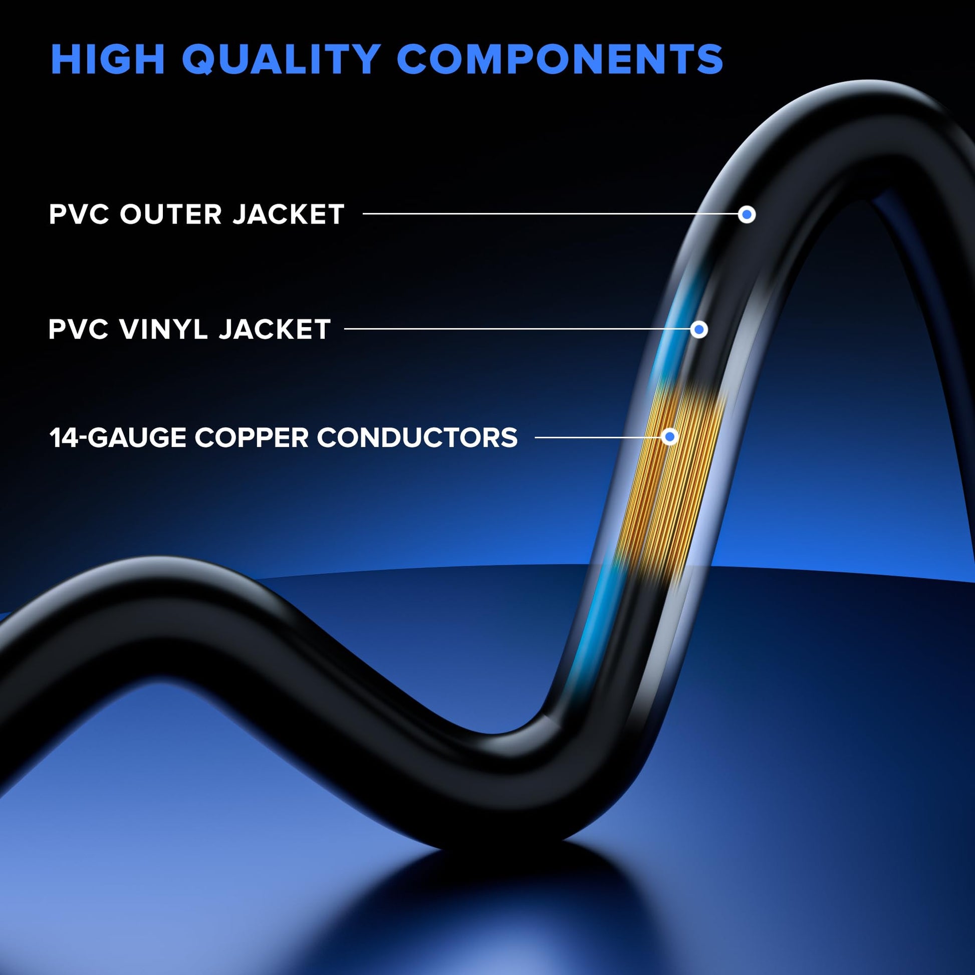Black / 1 FT, Black / 2 FT, Black / 3 FT, Black / 6 FT, Black / 10 FT, Black / 15 FT, Black / 25 FT, Black / 30 FT, Black / 50 FT