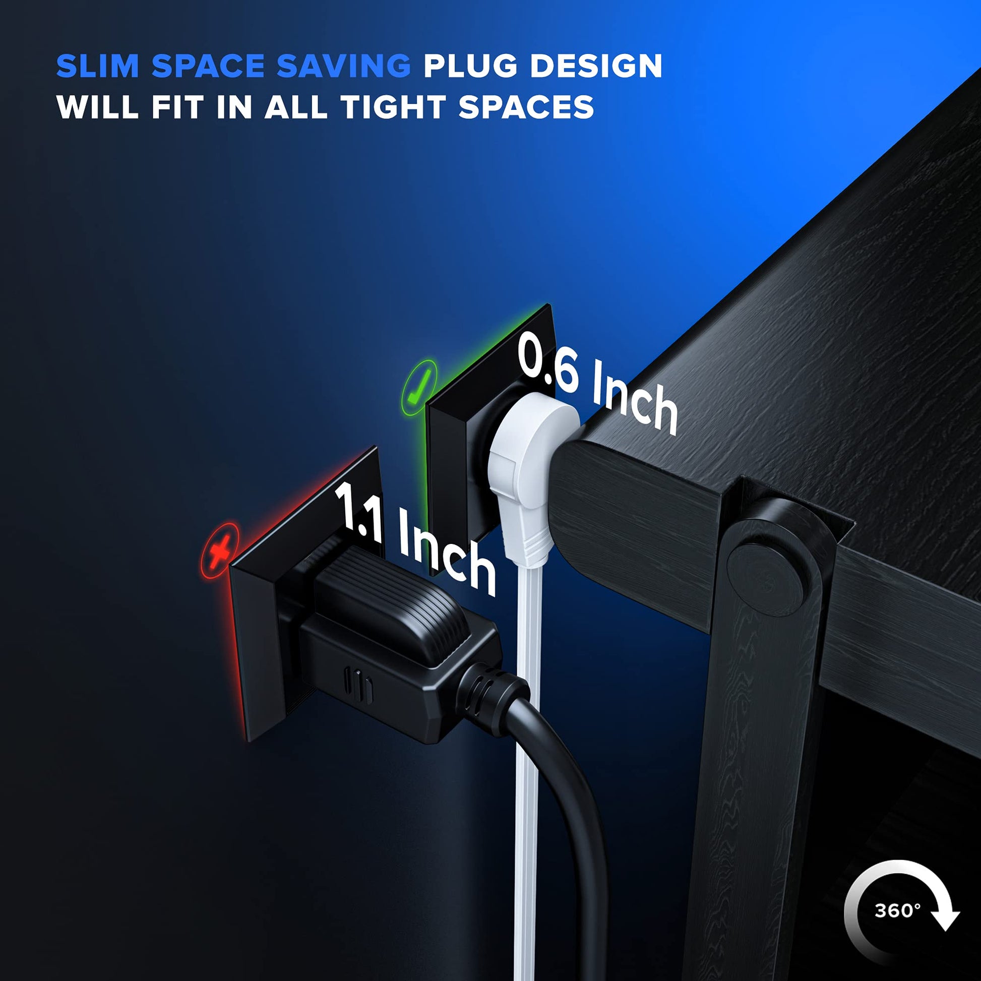 16AWG Rotating Flat Plug Extension Cord