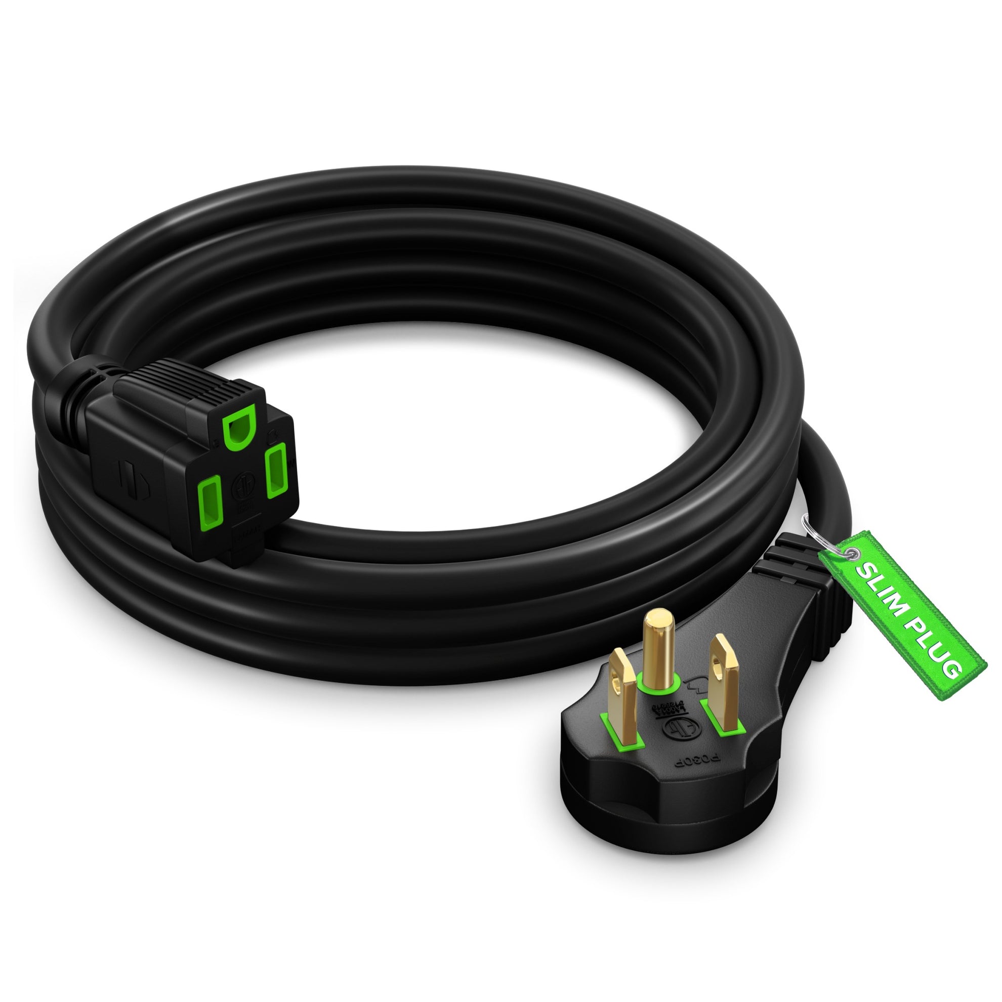Maximm Flat Plug Extension Cord with Slim Space-Saving Angled Plug Design, Low Profile Extension Cord 14AWG