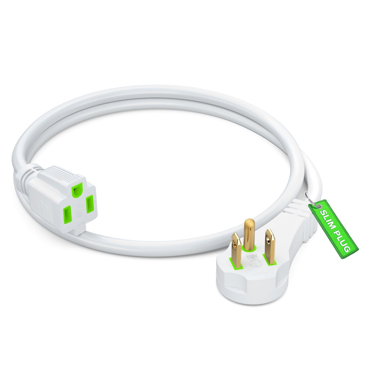 Maximm Flat Plug Extension Cord with Slim Space-Saving Plug Design, Low Profile Extension Cord 14AWG