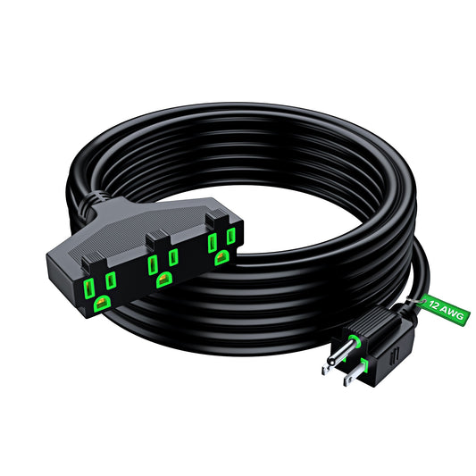 12/3 3-Outlet Extension Cord Black