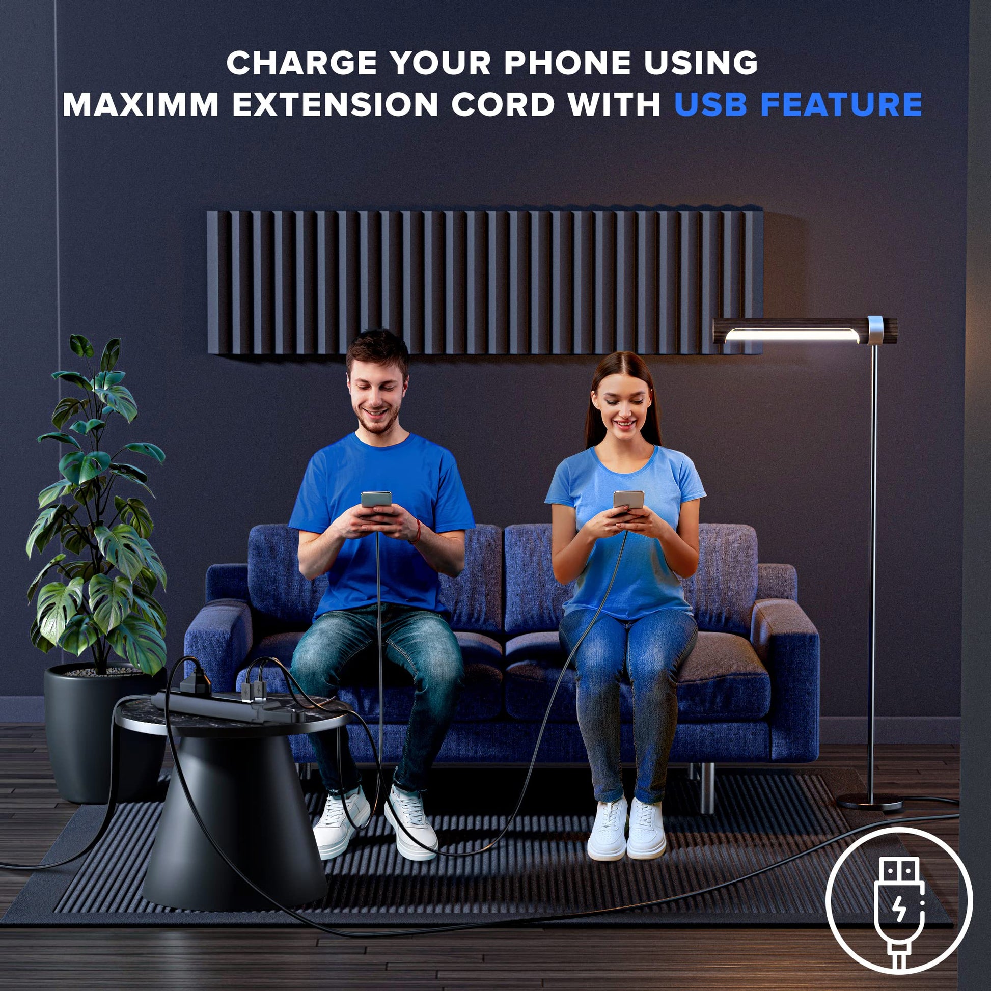 3-Outlet Rotating Flat Extension Cord