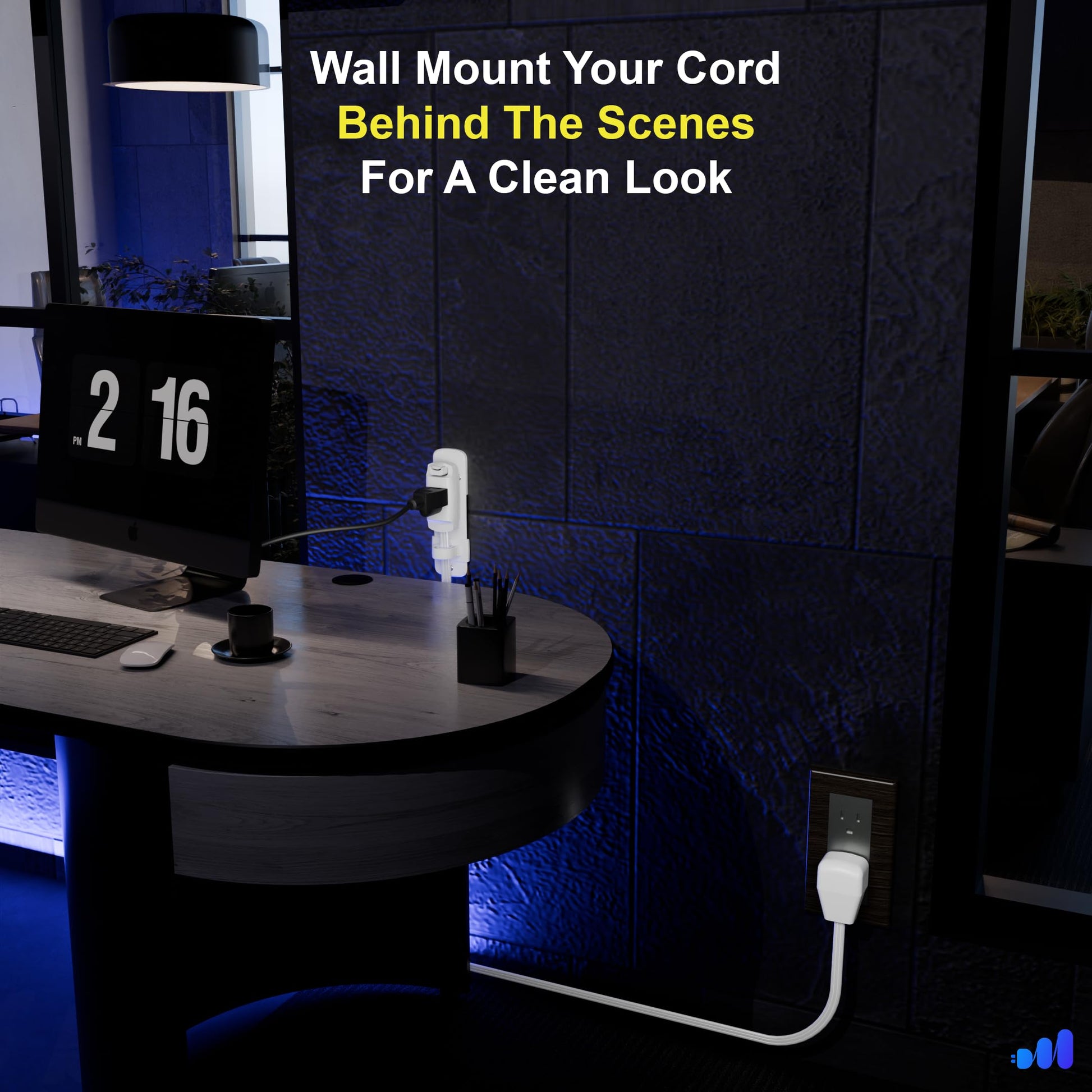 1-Outlet Flat Extension Cord with Wall Mount 14 Gauge
