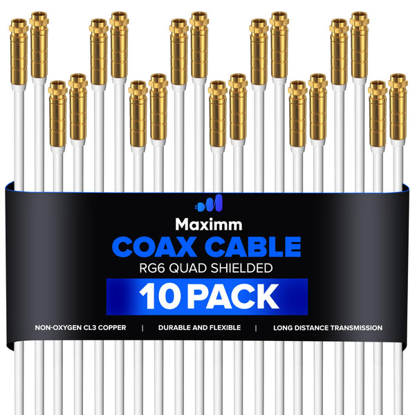 Coaxial Cable Quadshield Straight to Straight End 10 Pack