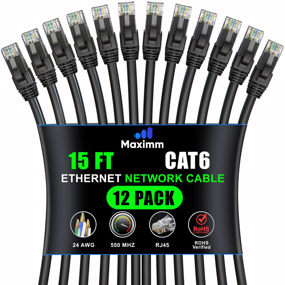 12-Pack - Cat 6 Ethernet Cable CCA Short to Mid