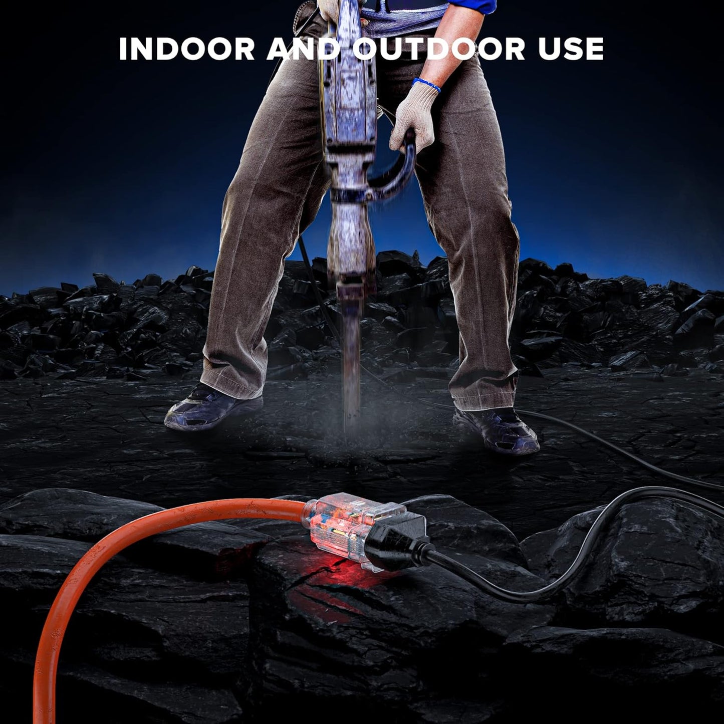 Extension Cord with Lighted Power Indicator Single Outlet 16 Gauge, SJTW, ETL Listed