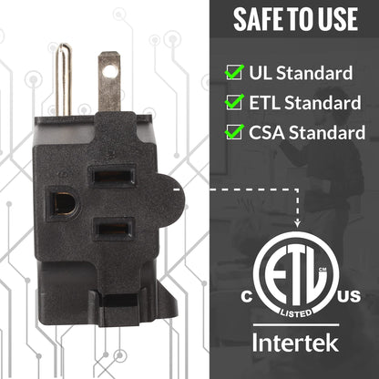 Maximm 3-Outlet Adapter Plug, Splitter Plug Outlet Expands Single Outlet Into 3 Outlets, Portable Wall Outlet Adapter UL Certified