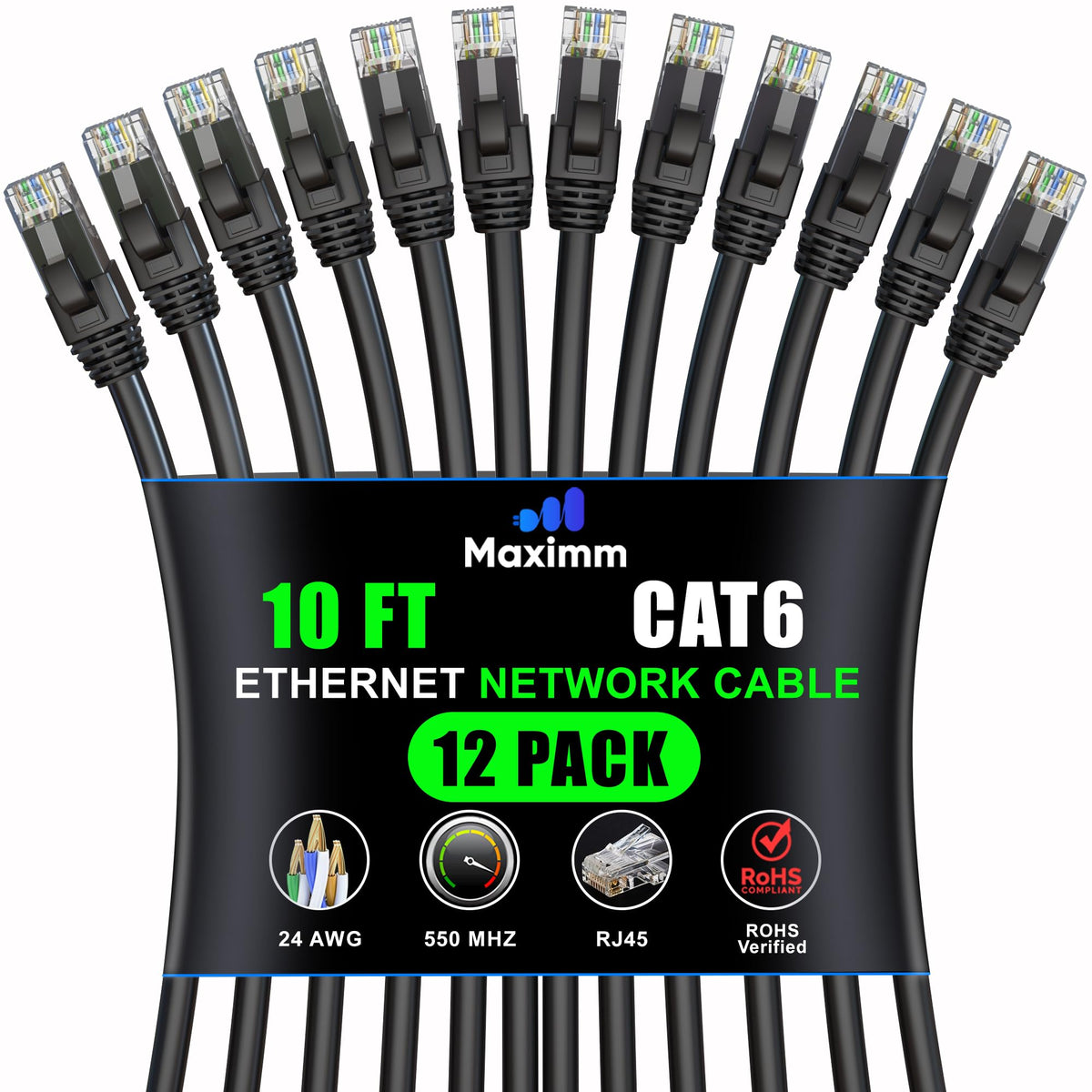 12-Pack - Cat 6 Ethernet Cable CCA Short to Mid