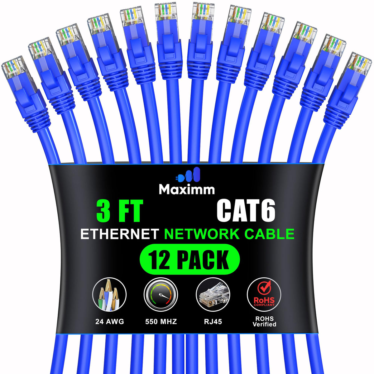 12-Pack - Cat 6 Ethernet Cable CCA Short to Mid