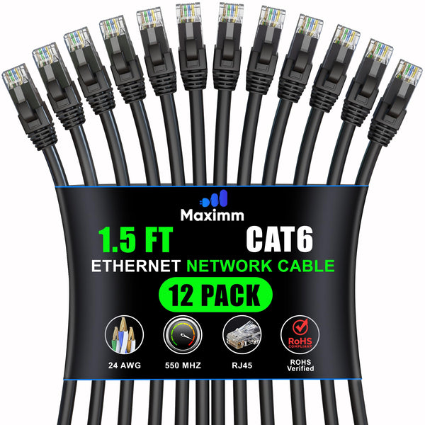 12-Pack - Cat 6 Ethernet Cable CCA Short to Mid