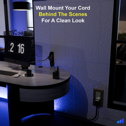 1-Outlet Flat Extension Cord with Wall Mount 14 Gauge