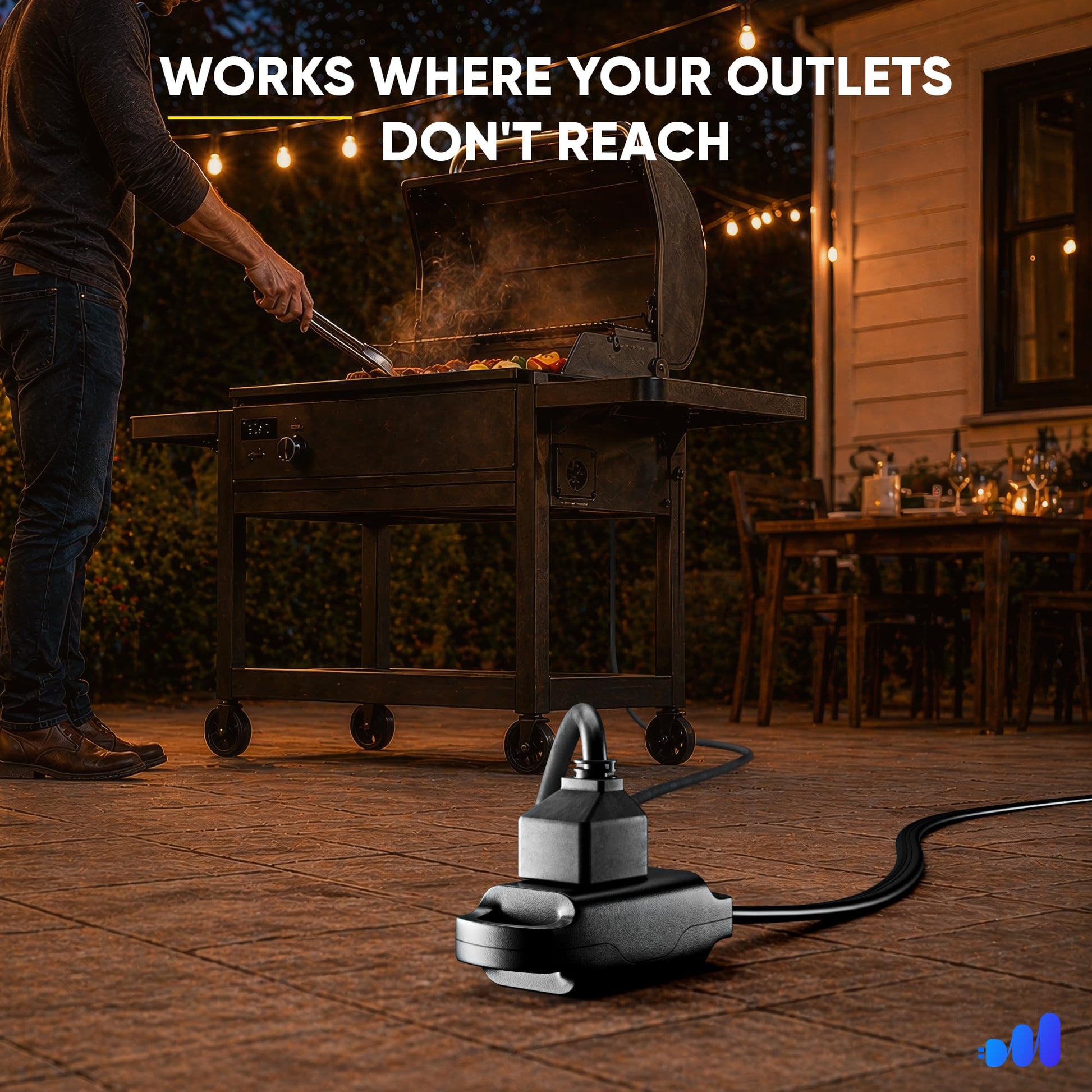 1-Outlet Rotating Flat Extension Cord 14 Gauge