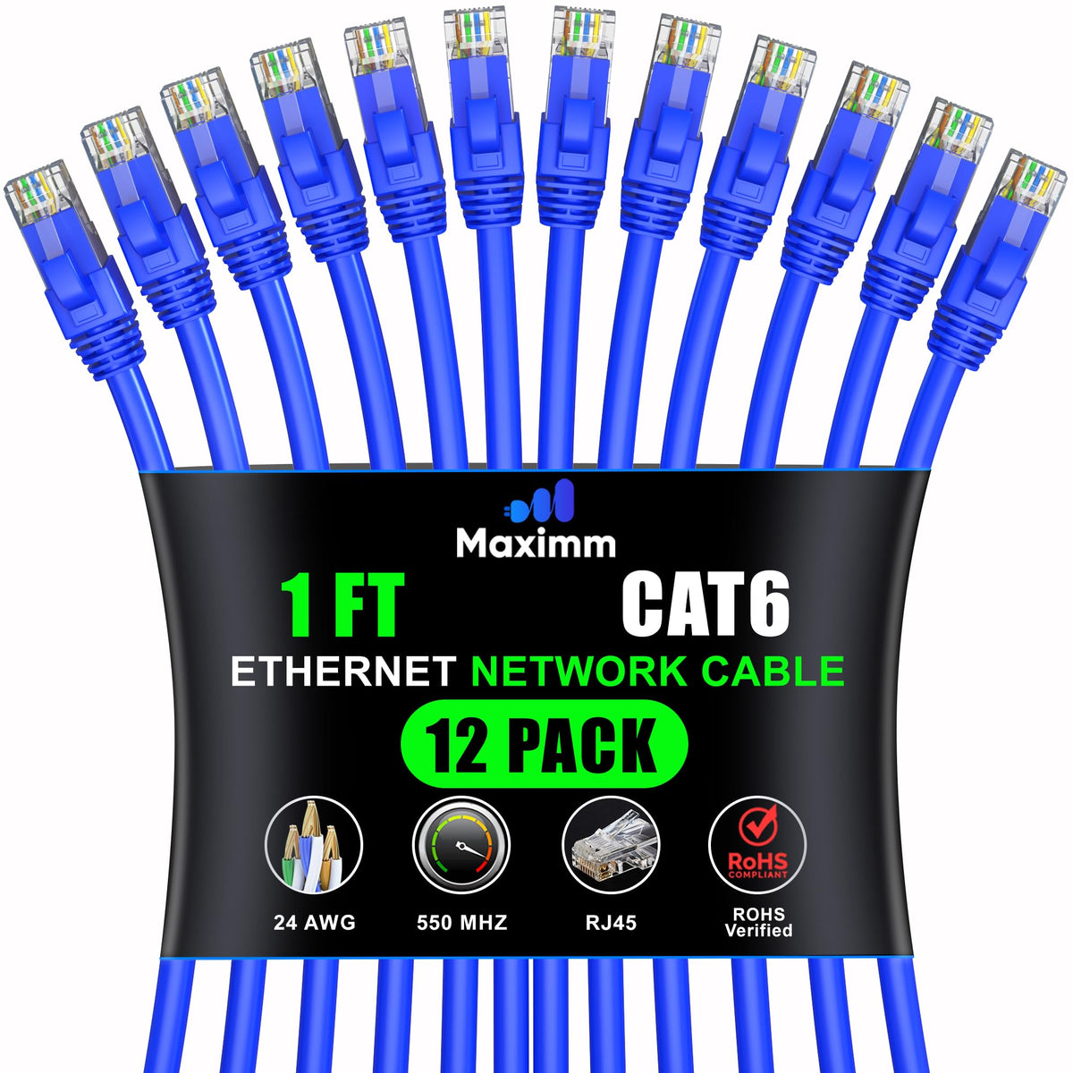 12-Pack - Cat 6 Ethernet Cable CCA Short to Mid
