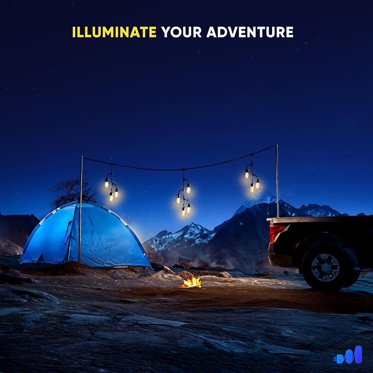 10-Bulb Outdoor Edison String Lights, Waterproof, Shatterproof, LED