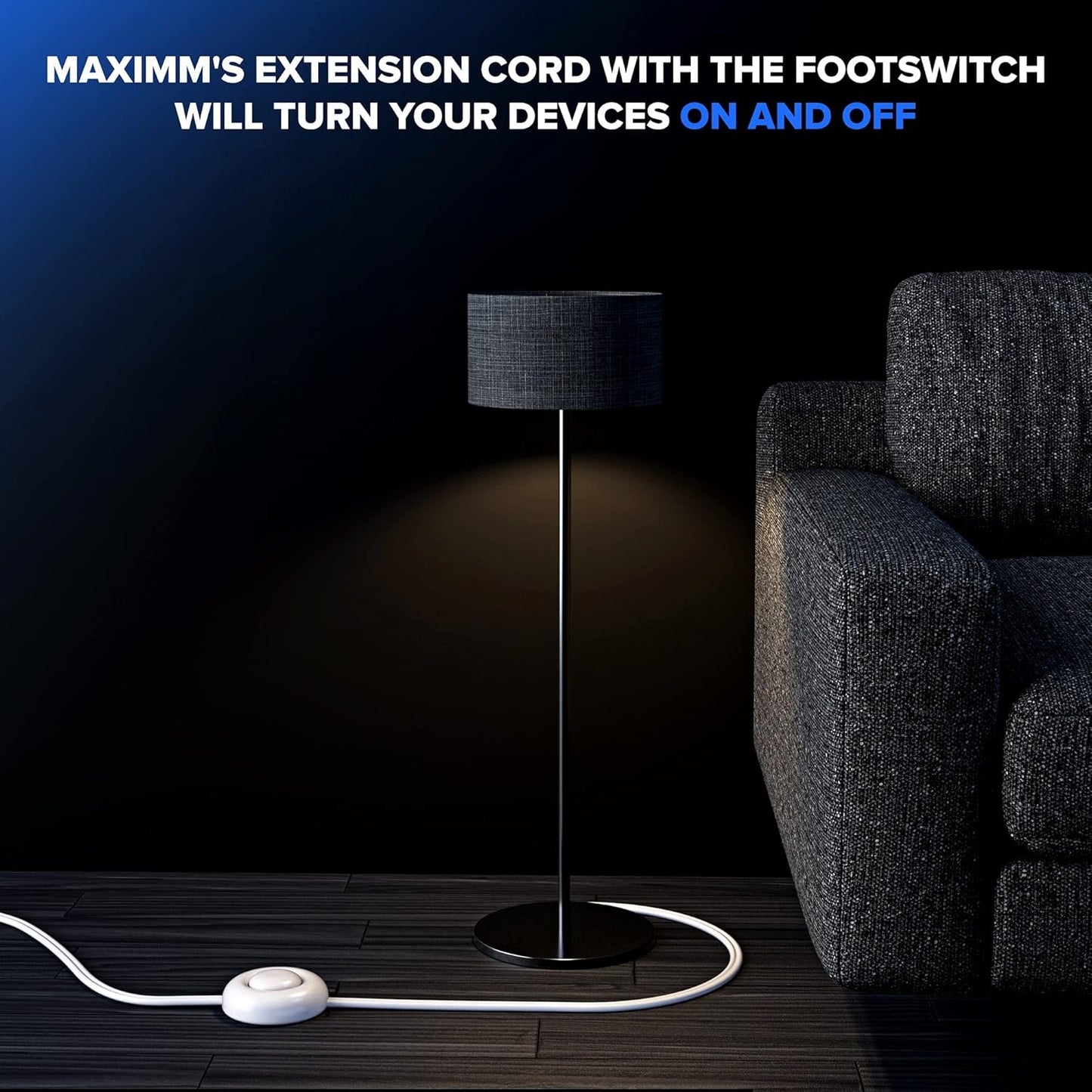 Maximm Extension Cord with on and Off Switch, Flat Plug Extension Cord with Multiple Outlets