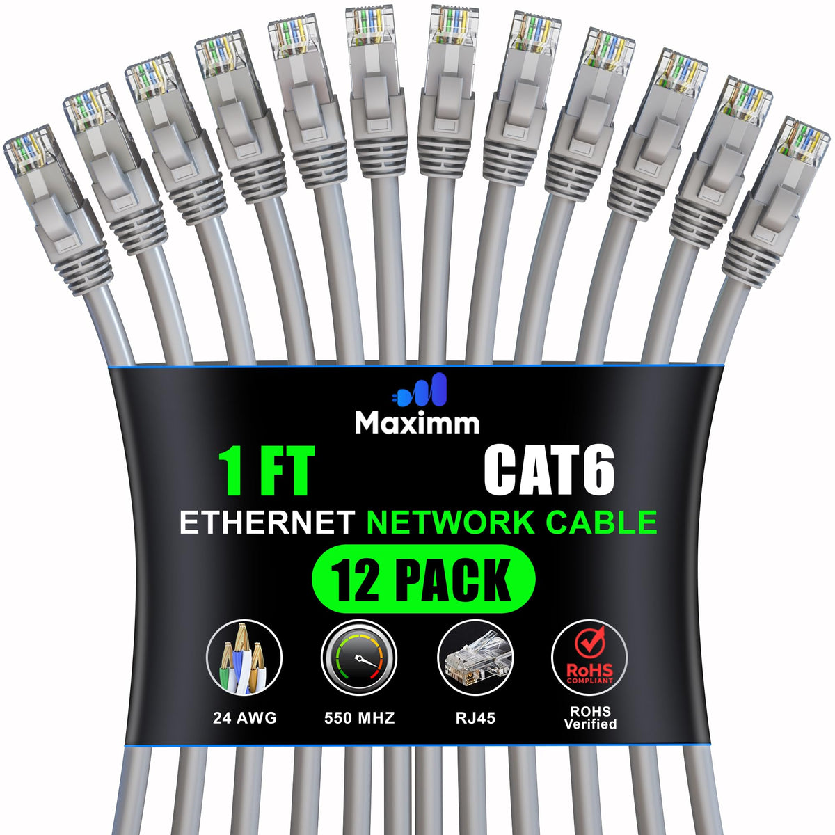 12-Pack - Cat 6 Ethernet Cable CCA Short to Mid