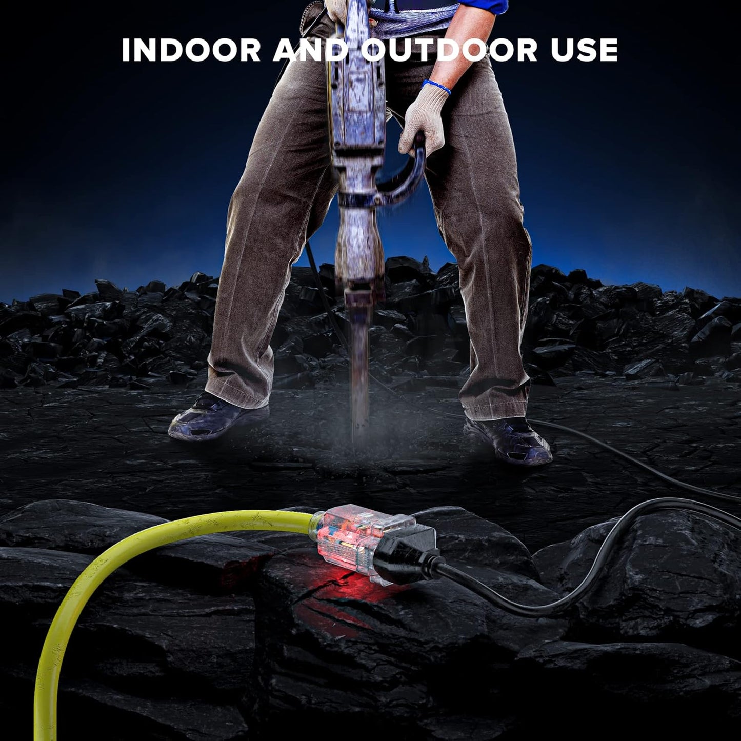 Extension Cord with Lighted Power Indicator Single Outlet 16 Gauge, SJTW, ETL Listed