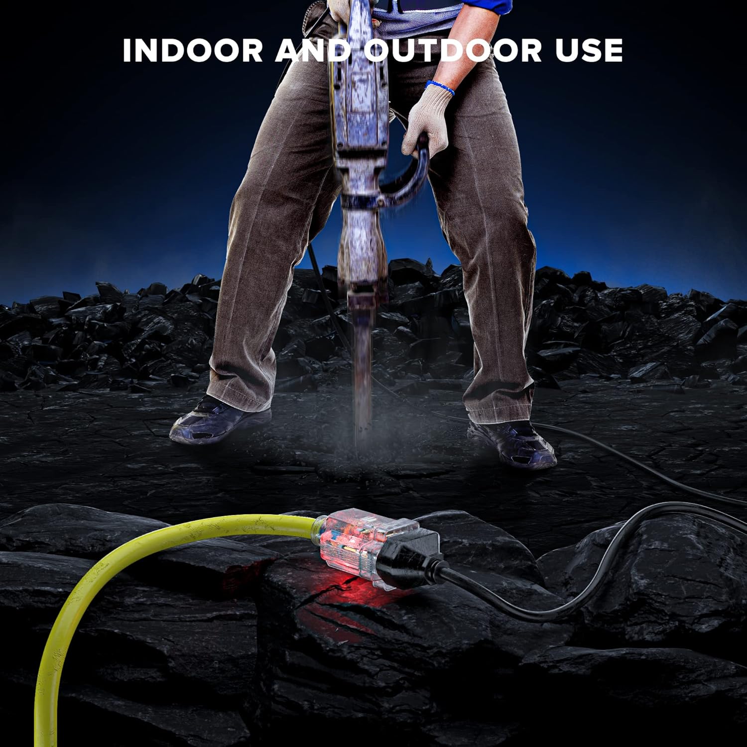 Extension Cord with Lighted Power Indicator Single Outlet 16 Gauge, SJTW, ETL Listed