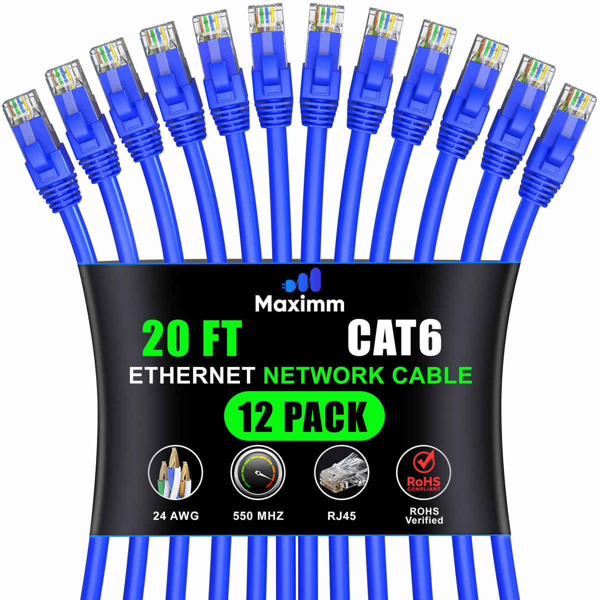 12-Pack - Cat 6 Ethernet Cable CCA Short to Mid