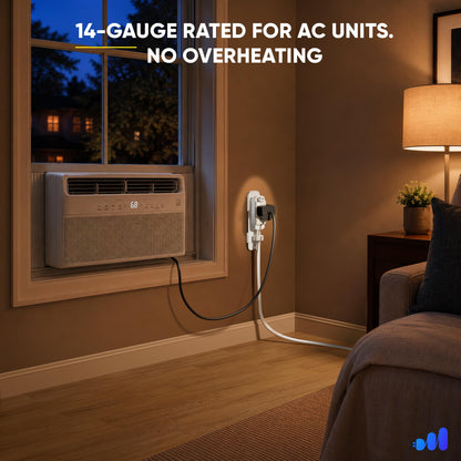1-Outlet Rotating Flat Extension Cord with Wall Mount 14 Gauge